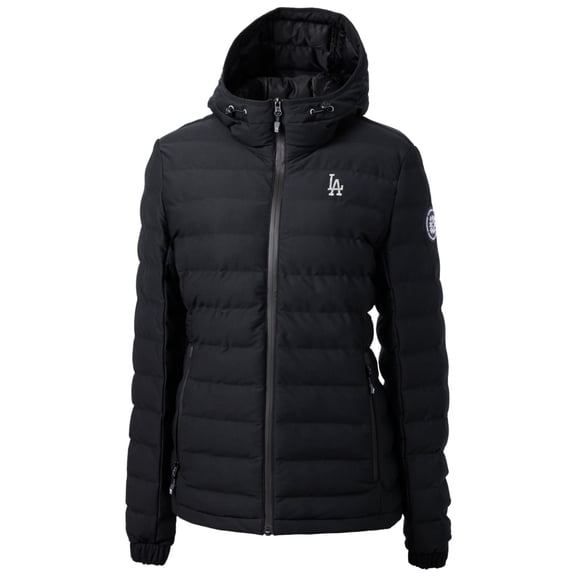 Women's Cutter & Buck Black Los Angeles Dodgers Mission Ridge Repreve Puffer Full-Zip Jacket