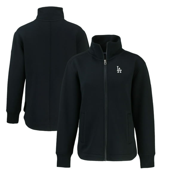 Women's Cutter & Buck Black Los Angeles Dodgers Roam Eco Recycled Full-Zip Jacket