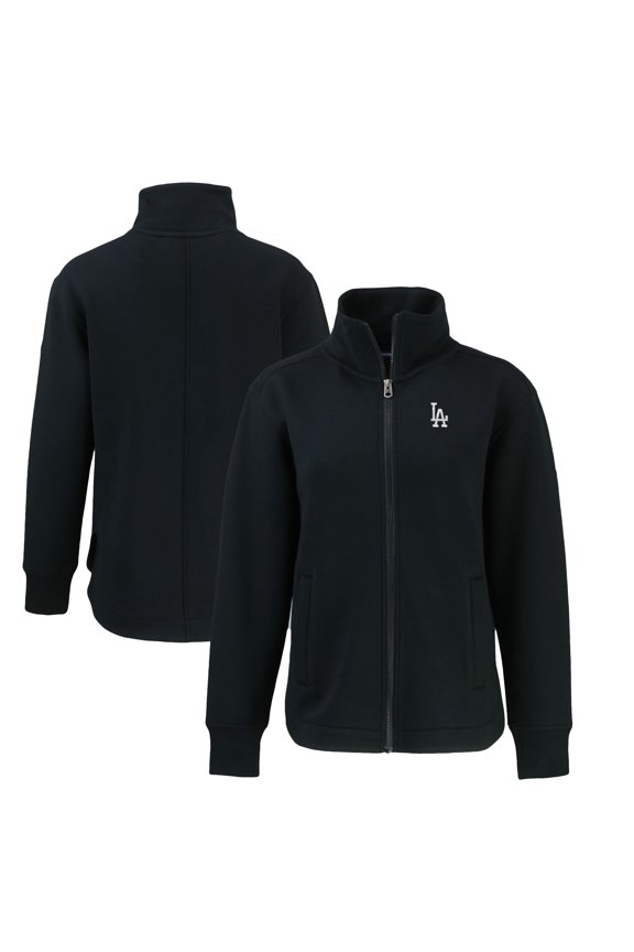 Women's Cutter & Buck Black Los Angeles Dodgers Roam Eco Recycled Full-Zip Jacket
