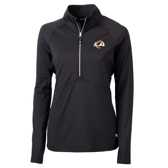 Women's Cutter & Buck Black Los Angeles Rams Adapt Eco Knit Half-Zip Pullover Jacket