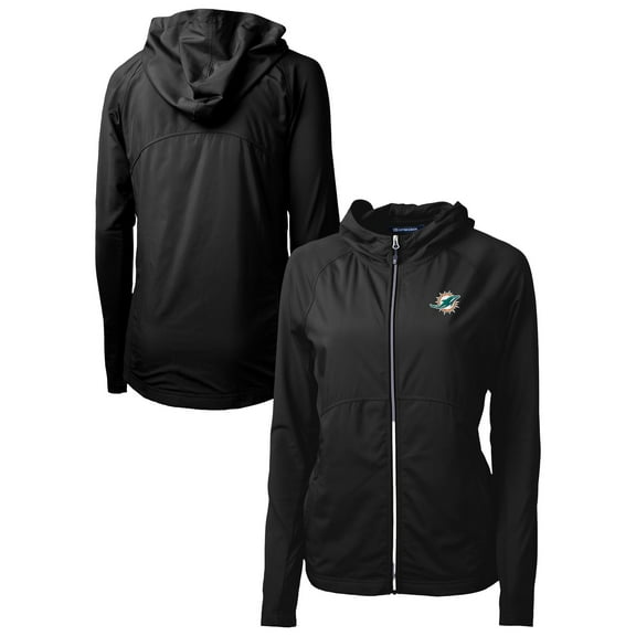 Women's Cutter & Buck Black Miami Dolphins Adapt Eco Knit Hybrid Recycled Full-Zip Jacket