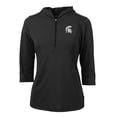 thumbnail image 1 of Women's Cutter & Buck Black Michigan State Spartans Virtue Eco Pique 3/4 Sleeve Half-Zip Pullover Hoodie, 1 of 1