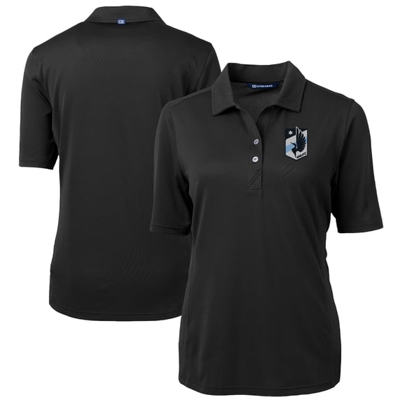 Women's-Cutter & Buck  Black Minnesota United FC Virtue Eco Pique Recycled Polo