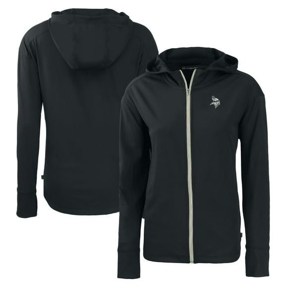 Women's Cutter & Buck Black Minnesota Vikings Daybreak Eco Recycled Full-Zip Hoodie