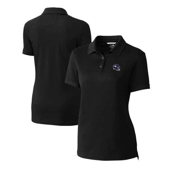 Women's Cutter & Buck Black Minnesota Vikings Helmet Logo Advantage DryTec Tri-Blend Pique Polo