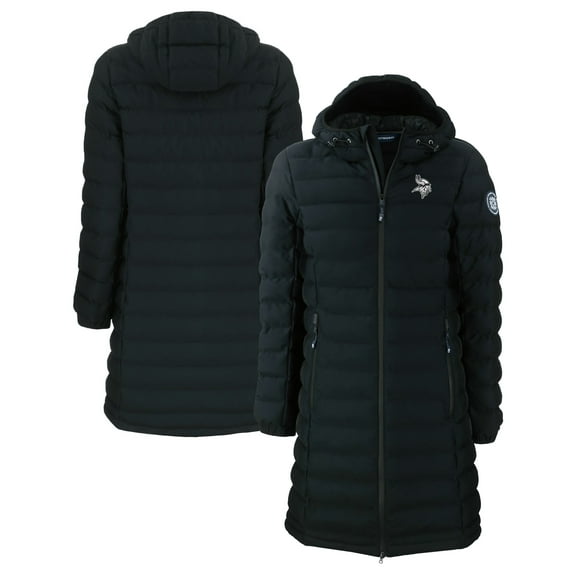 Women's Cutter & Buck Black Minnesota Vikings Mission Ridge Repreve Eco Insulated Full-Zip Hoodie Long Puffer Jacket