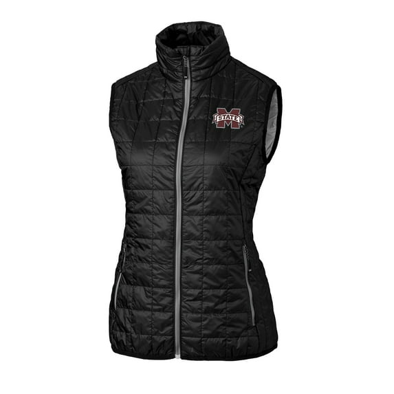 Women's Cutter & Buck Black Mississippi State Bulldogs Rainier PrimaLoft Eco Full-Zip Vest