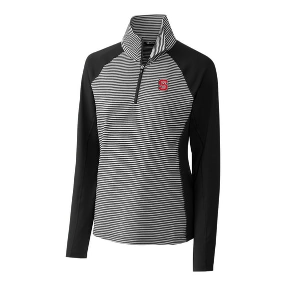 Women's Cutter & Buck Black NC State Wolfpack Forge Tonal Half-Zip Pullover Jacket