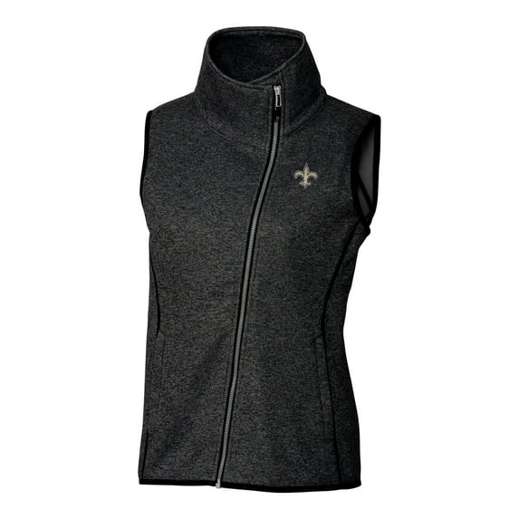 Women's Cutter & Buck Black New Orleans Saints Mainsail Full-Zip Vest