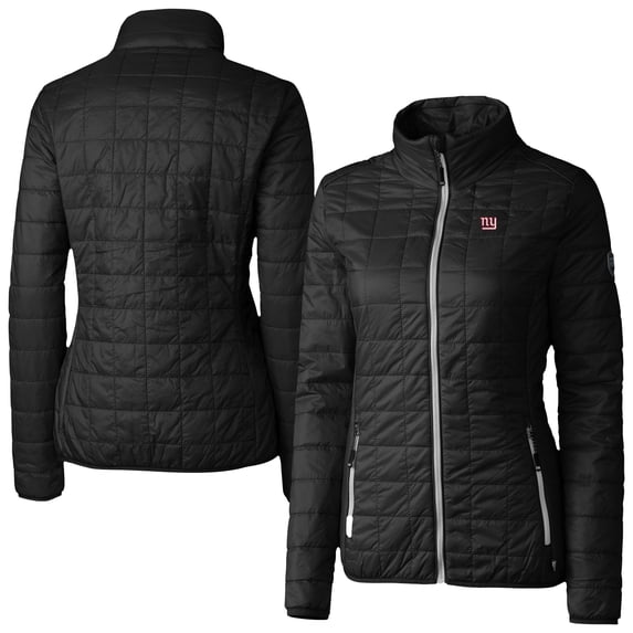 Women's Cutter & Buck Black New York Giants Rainier PrimaLoft Eco Insulated Full-Zip Puffer Jacket