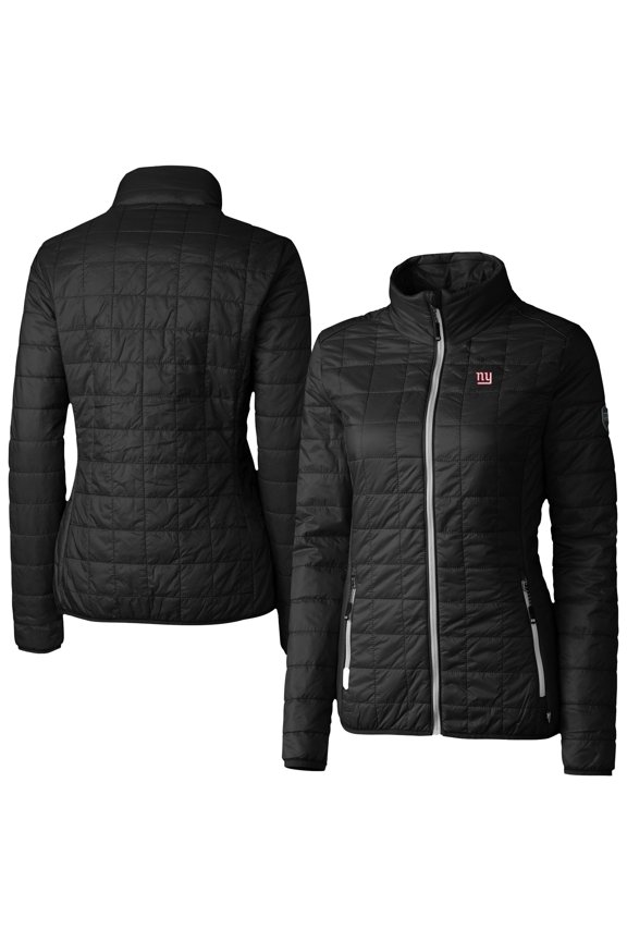 Women's Cutter & Buck Black New York Giants Rainier PrimaLoft Eco Insulated Full-Zip Puffer Jacket