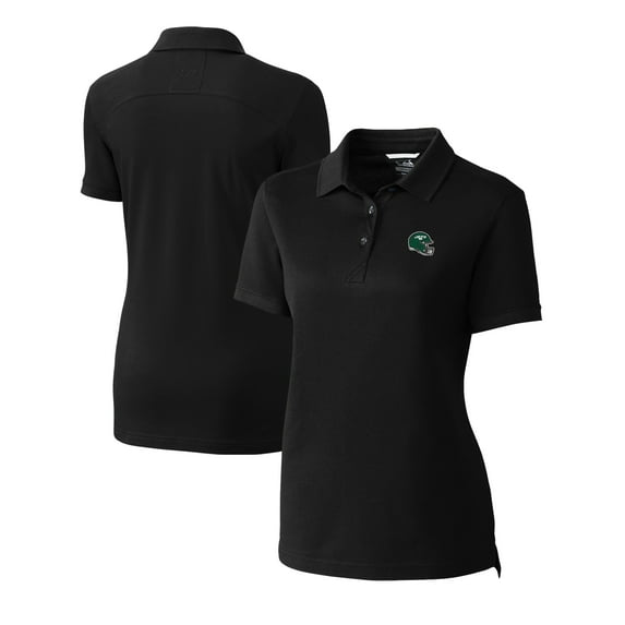 Women's Cutter & Buck Black New York Jets Helmet Logo Advantage DryTec Tri-Blend Pique Polo