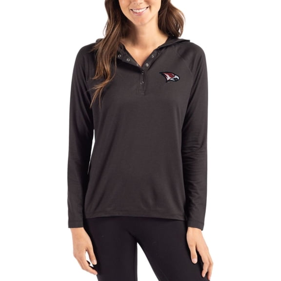 Women's Cutter & Buck Black North Carolina Central Eagles Coastline Epic Comfort Recycled Hooded Raglan Quarter-Snap