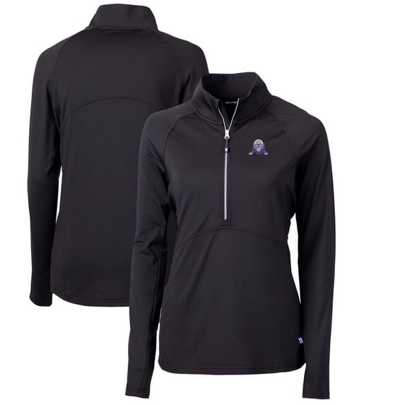 Women's Cutter & Buck Black Northwestern Wildcats Adapt Eco Knit Stretch Recycled Half-Zip Pullover Top