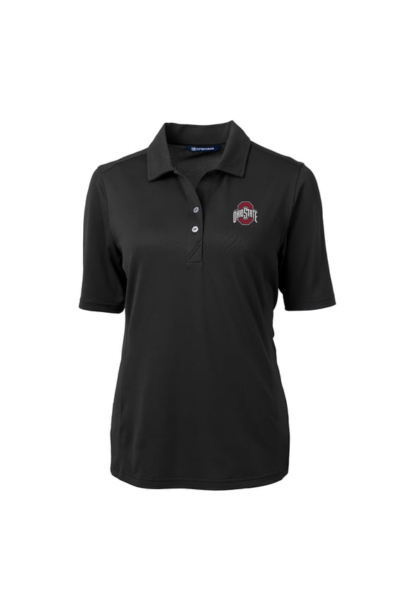 Women's Cutter & Buck Black Ohio State Buckeyes Virtue Eco Pique Recycled Polo