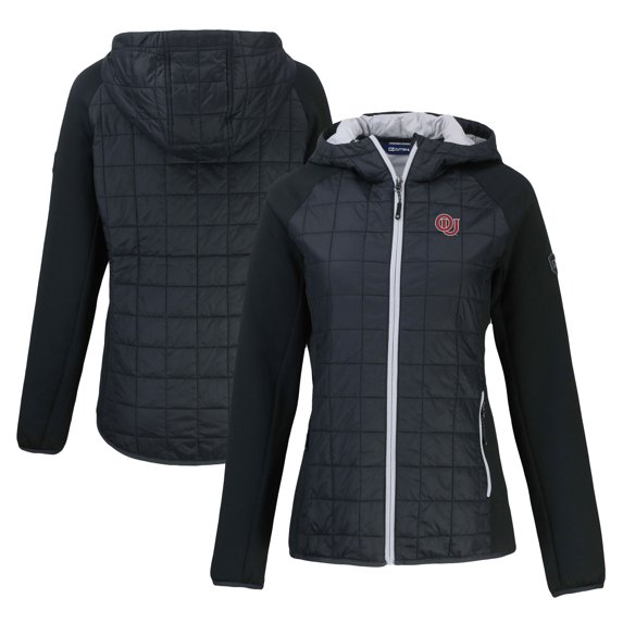 Women's Cutter & Buck Black Oklahoma Sooners Vault Primaloft Eco Raglan Full-Zip Hybrid Jacket