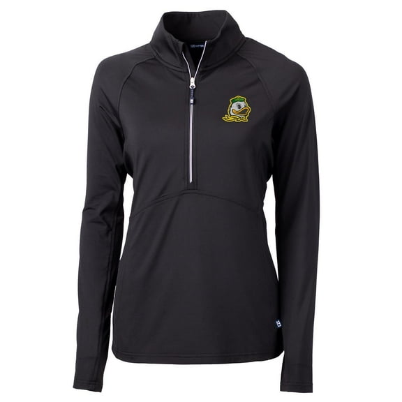 Women's Cutter & Buck Black Oregon Ducks Adapt Eco Knit Half-Zip Pullover Jacket