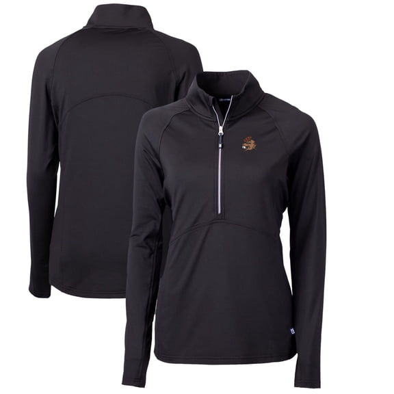 Women's Cutter & Buck Black Oregon State Beavers Adapt Eco Knit Stretch Recycled Half-Zip Pullover Top