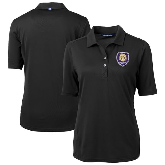 Women's-Cutter & Buck Black Orlando City SC Virtue Eco Pique Recycled Polo