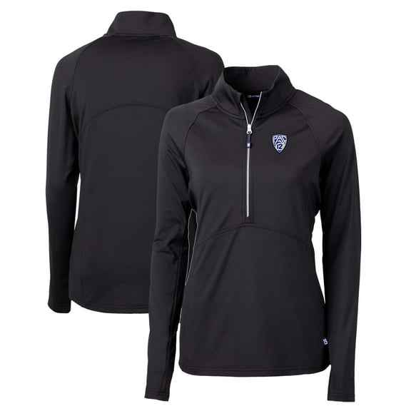 Women's Cutter & Buck  Black Pac-12 Gear Adapt Eco Knit Stretch Recycled Half-Zip Pullover Top