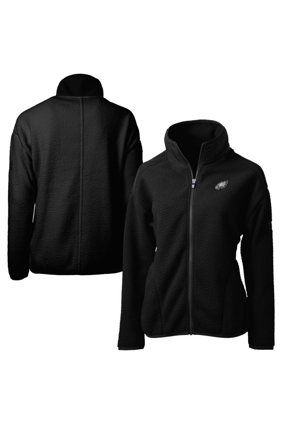 Women's Cutter & Buck Black Philadelphia Eagles Cascade Eco Sherpa Fleece Full-Zip Jacket