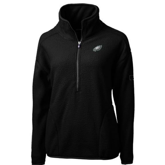Women's Cutter & Buck Black Philadelphia Eagles Cascade Eco Sherpa Fleece Half-Zip Pullover Jacket