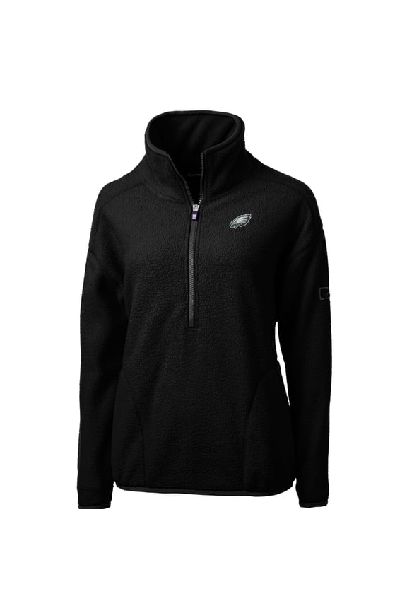 Women's Cutter & Buck Black Philadelphia Eagles Cascade Eco Sherpa Fleece Half-Zip Pullover Jacket