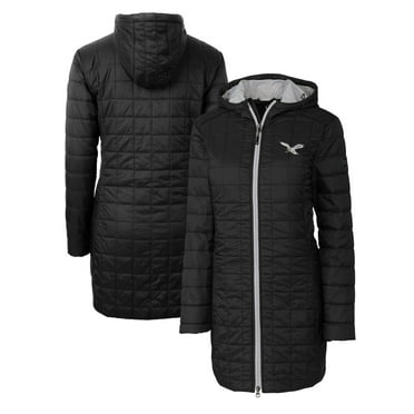 Women's Cutter & Buck  Black Philadelphia Eagles Gridiron Classics Logo Rainier Primaloft Eco Insulated Hooded Long Coat