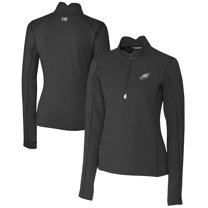 Women's Cutter & Buck Black Philadelphia Eagles Traverse Stretch DryTec Quarter-Zip Top
