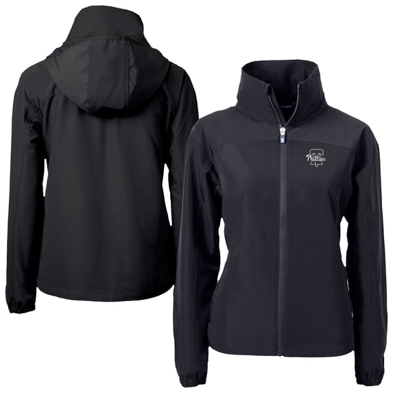 Women's Cutter & Buck Black Philadelphia Phillies Charter Eco Recycled Full-Zip Jacket