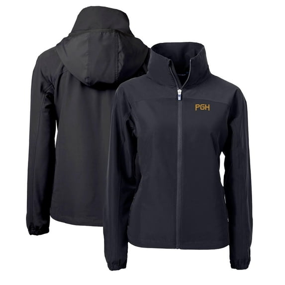 Women's Cutter & Buck Black Pittsburgh Pirates City Connect Charter Eco Recycled Full-Zip Jacket