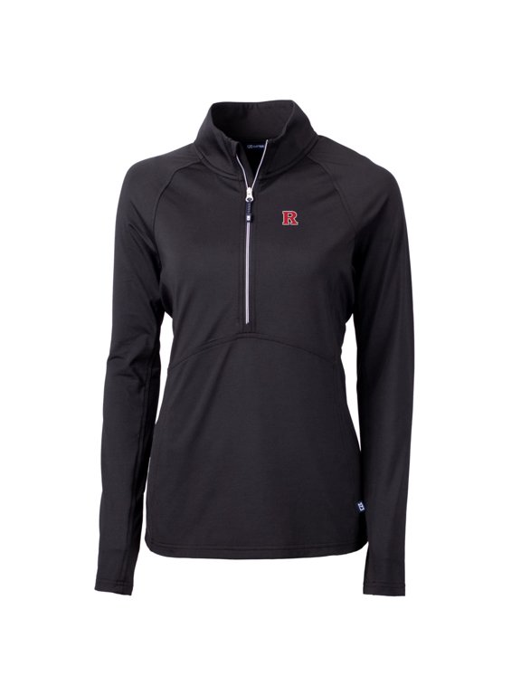 Women's Cutter & Buck Black Rutgers Scarlet Knights Adapt Eco Knit Half-Zip Pullover Jacket