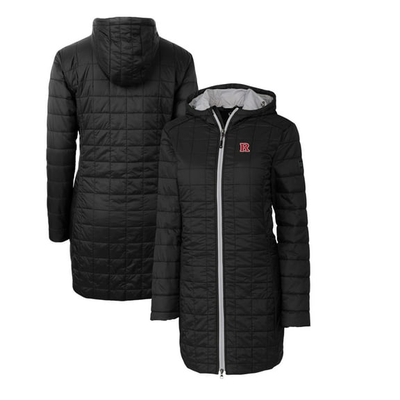 Women's Cutter & Buck Black Rutgers Scarlet Knights Rainier Primaloft Eco Hooded Long Coat