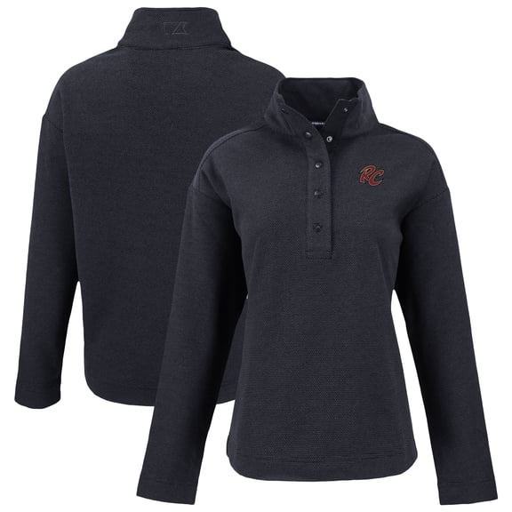 Women's Cutter & Buck Black Sacramento River Cats Hunts Point Eco Textured Fleece Recycled Half-Snap Sweatshirt