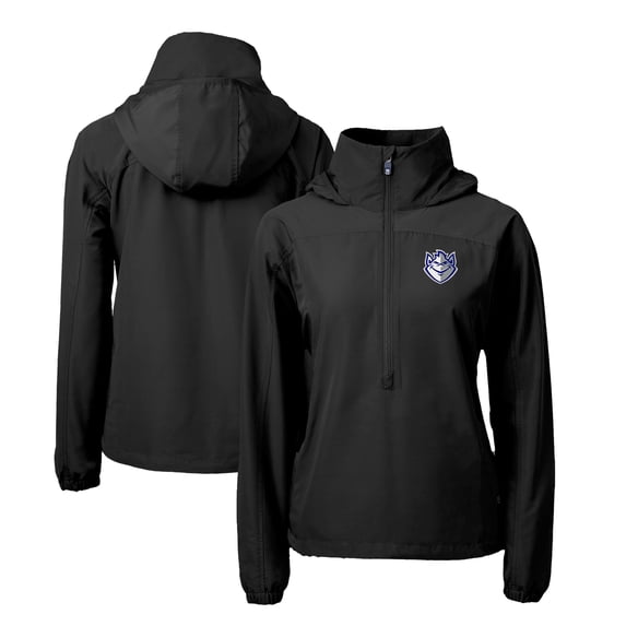 Women's Cutter & Buck Black Saint Louis Billikens Charter Eco Recycled Half-Zip Anorak Jacket