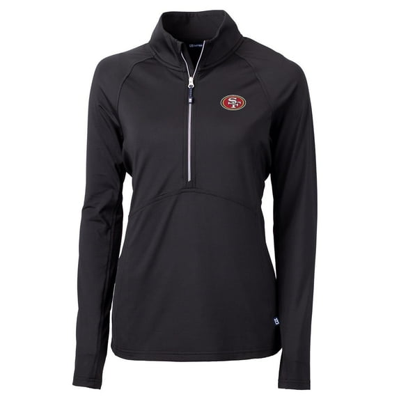 Women's Cutter & Buck Black San Francisco 49ers Adapt Eco Knit Half-Zip Pullover Jacket