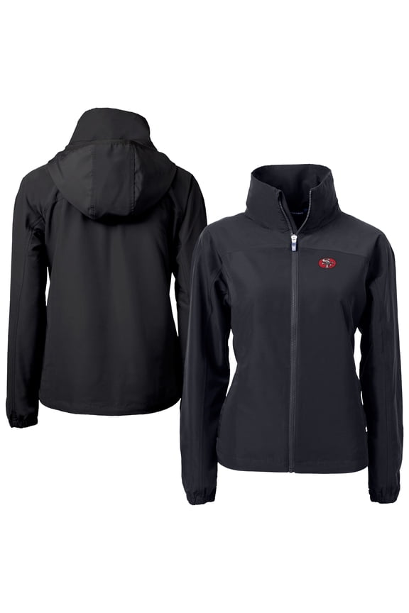 Women's Cutter & Buck Black San Francisco 49ers  Charter Eco Recycled Full-Zip Jacket