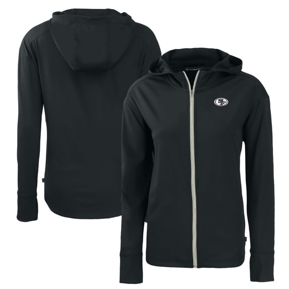 Women's Cutter & Buck Black San Francisco 49ers Daybreak Eco Recycled Full-Zip Hoodie