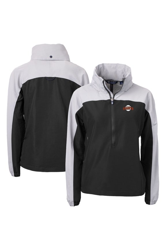 Women's Cutter & Buck Black San Francisco Giants Charter Eco Recycled Half-Zip Anorak Jacket