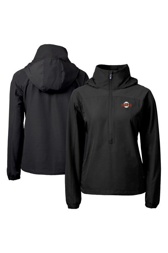 Women's Cutter & Buck Black San Francisco Giants Charter Eco Recycled Half-Zip Anorak Jacket