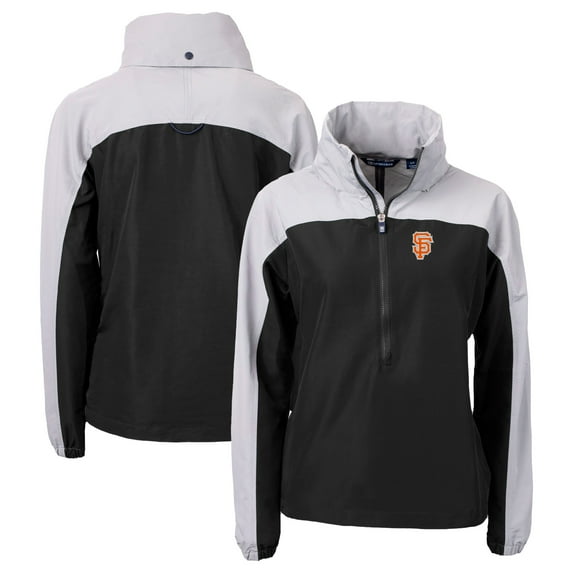 Women's Cutter & Buck Black San Francisco Giants City Connect Charter Eco Recycled Half-Zip Anorak Jacket