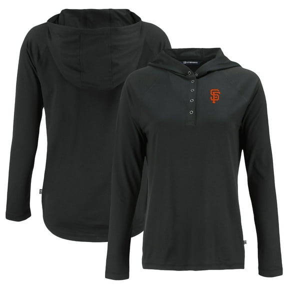Women's Cutter & Buck Black San Francisco Giants Coastline Epic Comfort Eco Recycled Hoodie Raglan Long Sleeve T-Shirt
