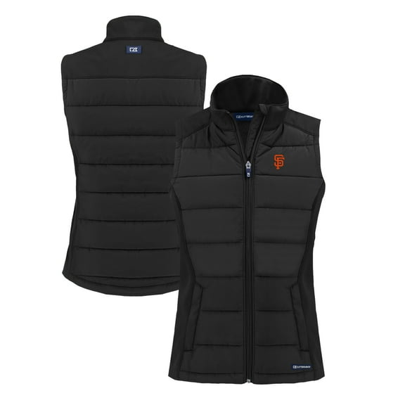 Women's Cutter & Buck  Black San Francisco Giants Evoke Hybrid Eco Softshell Recycled Full-Zip Vest