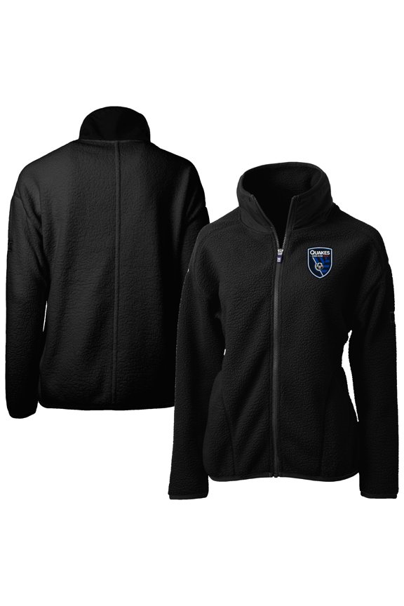 Women's Cutter & Buck Black San Jose Earthquakes Cascade Eco Fleece Full-Zip Jacket