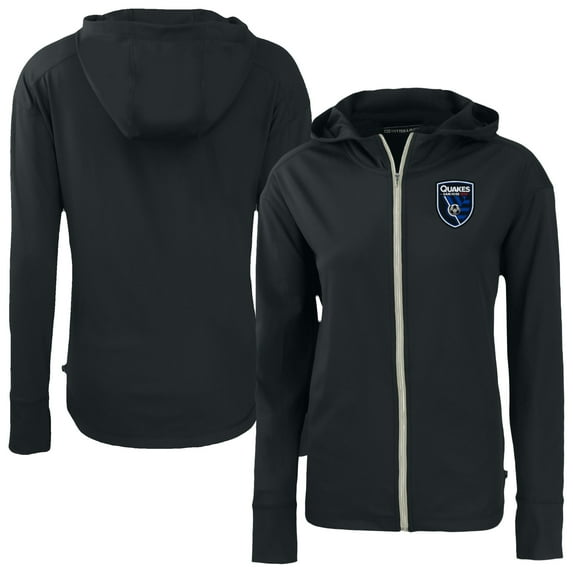 Women's-Cutter & Buck Black San Jose Earthquakes Daybreak Eco Recycled Full-Zip Hoodie
