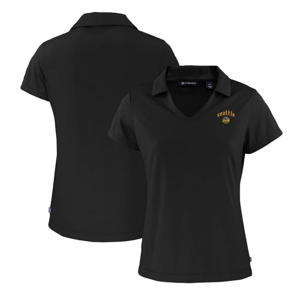 Women's Cutter & Buck Black Seattle Mariners City Connect Daybreak Eco Recycled V-Neck Polo