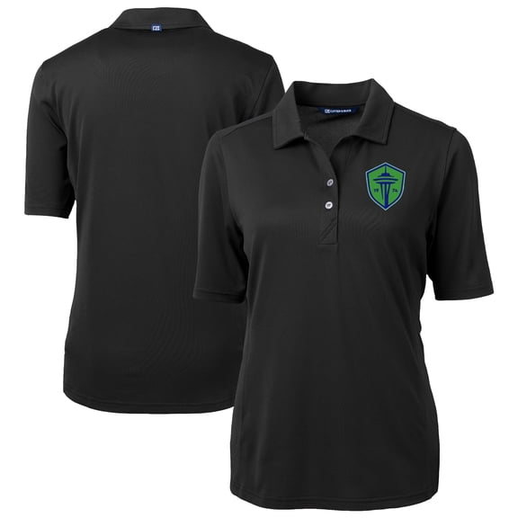 Women's-Cutter & Buck Black Seattle Sounders FC Virtue Eco Pique Recycled Polo