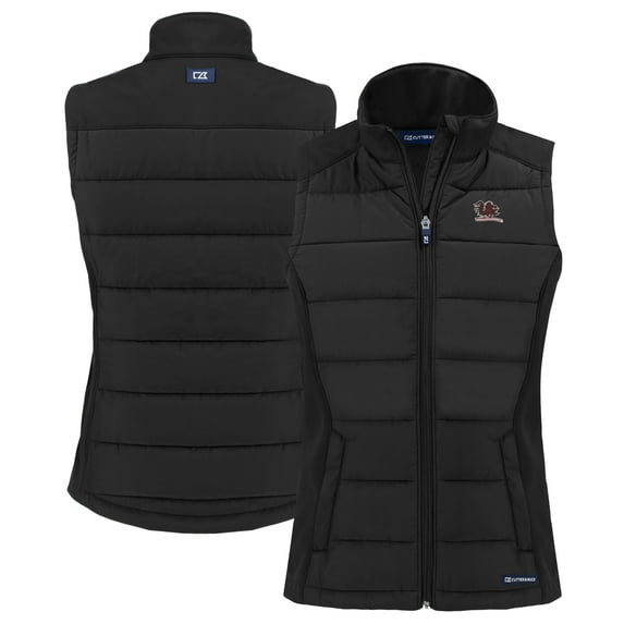 Women's Cutter & Buck Black South Carolina Gamecocks Vault Evoke Hybrid Eco Softshell Recycled Full-Zip Vest