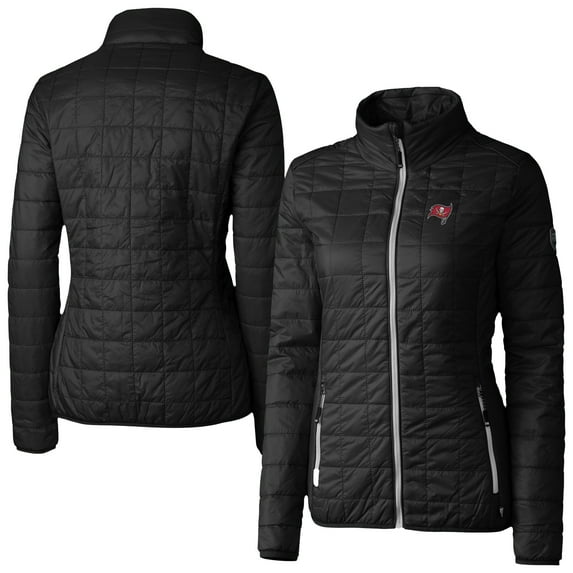 Women's Cutter & Buck Black Tampa Bay Buccaneers Rainier PrimaLoft Eco Insulated Full-Zip Puffer Jacket