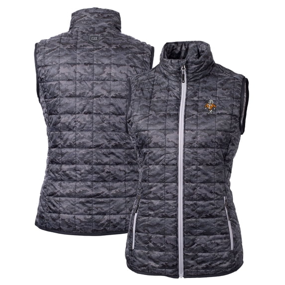Women's Cutter & Buck Black Tennessee Volunteers Vault Rainier PrimaLoft Womens Eco Insulated Full-Zip Printed Puffer